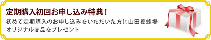 定期購入初回お申し込み特典!初めて定期購入のお申し込みをいただいた方に山田養蜂場オリジナル商品をプレゼント
