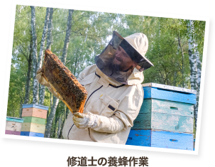 修道士の養蜂作業