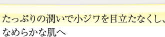たっぷりの潤いで小ジワを目立たなくし、なめらかな肌へ