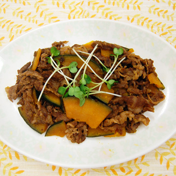 牛肩肉とかぼちゃのピリ辛中華