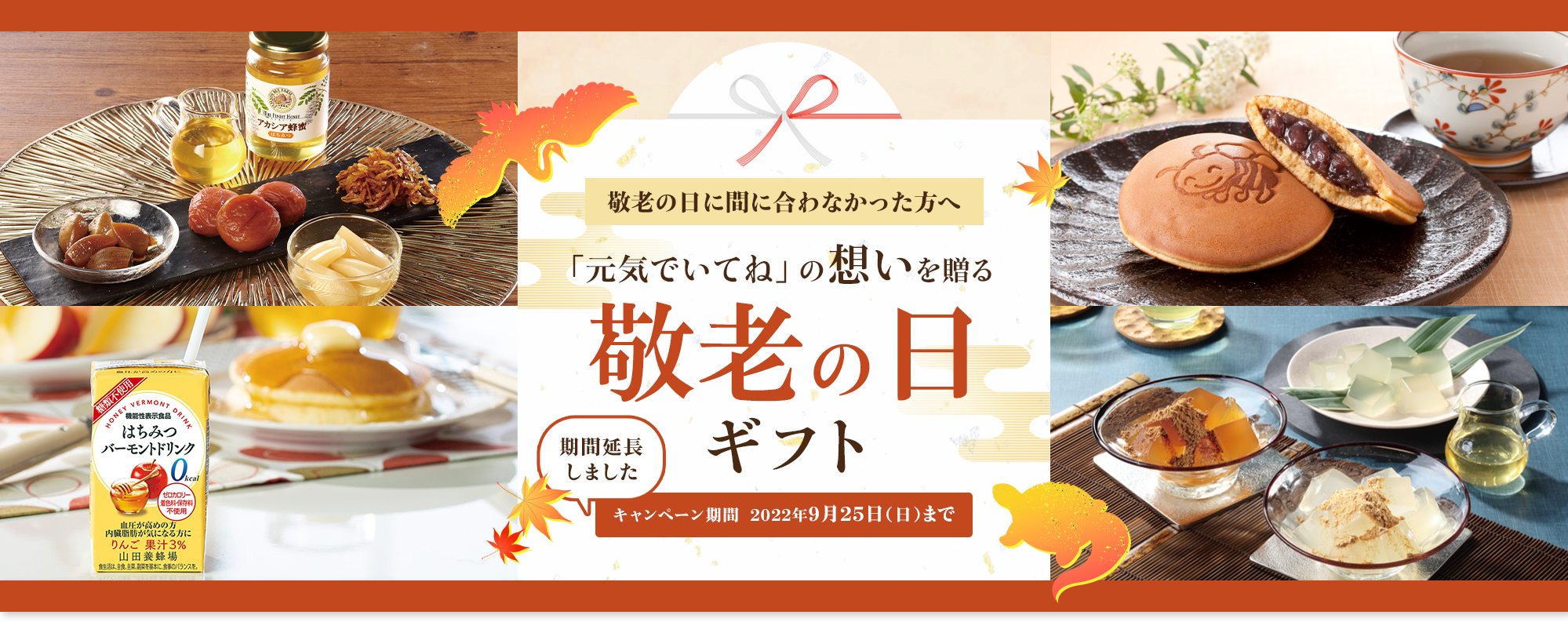 敬老の日に間に合わなかった方へ 「元気でいてね」の想いを贈る 敬老の日 ギフト 期間延長しました キャンペーン期間 2022年9月25日(日)まで