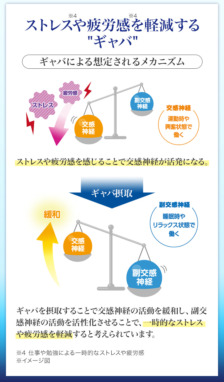 ストレスや疲労感を軽減する"ギャバ"