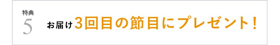 特典5 お届け3回目の節目にプレゼント!